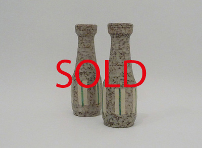 Nr. 1510
Two fifties sixties vases

Lightgray speckled decor and green painted stripes

[b]Bay Keramik[/b]

Model 548-20 or 648-20

One with hairline of 2 cm, other some chips at the base

H 20 cm x W 7 cm

[url=https://kosai.be/gallery/contact.php?referer=index.php][img]https://kosai.be/gallery/varia/buy.jpg[/img][/url]


[img]https://www.kosai.be/images/1510.jpg[/img]


[img]https://www.kosai.be/images/1510_3lr.jpg[/img]


[img]https://www.kosai.be/images/1510_4lr.jpg[/img]


[img]https://www.kosai.be/images/1510_5lr.jpg[/img]


[img]https://www.kosai.be/images/1510_7lr.jpg[/img]


[img]https://www.kosai.be/images/1511_4lr.jpg[/img]


[img]https://www.kosai.be/images/1511_7lr.jpg[/img]


[url=https://kosai.be/gallery/contact.php?referer=index.php][img]https://kosai.be/gallery/varia/buy.jpg[/img][/url]


[url=https://kosai.be/gallery/displayimage.php?pid=77]Back to top[/url]
Keywords: Bay Keramik